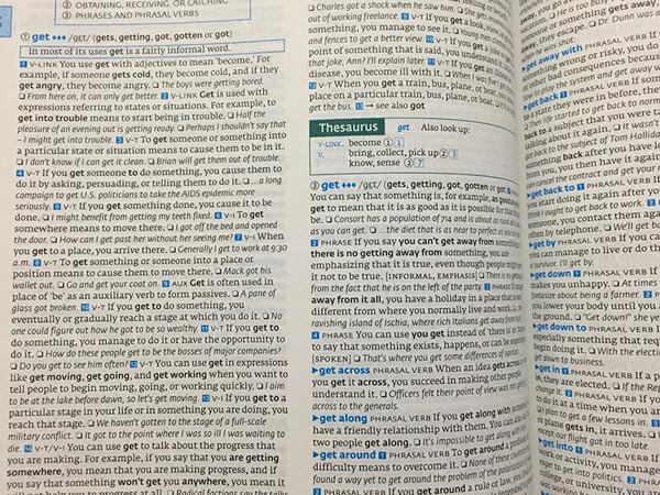 verbo get nos dicionários